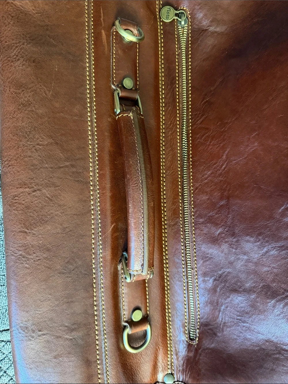 PREOWNED PRELOVED FLOTO Piazza Leather Messenger Bag - BROWN
